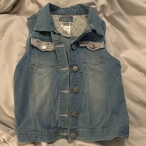 Wallflower Girl, M (10/12), Denim Vest with Lace Detail